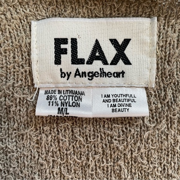 Flax by Angelheart Tan Cotton Blend Sweater Vest Boho Minimalist Size M/L - Picture 3 of 6